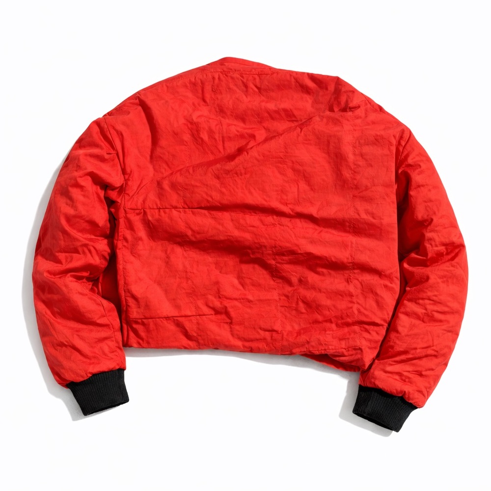 Urban Outfitters Red ❤️Orange 🧡 Cropped Puffer Jacket Coat Bold Statement - Picture 2 of 3